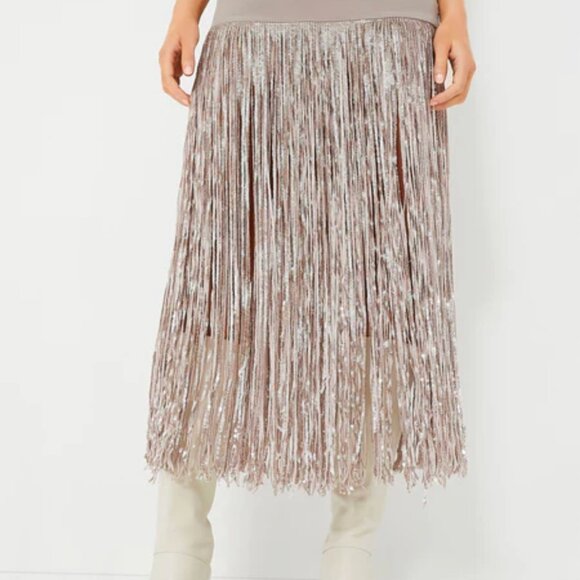 Tanya Taylor Florence Metallic Fringe Skirt - Picture 4 of 10